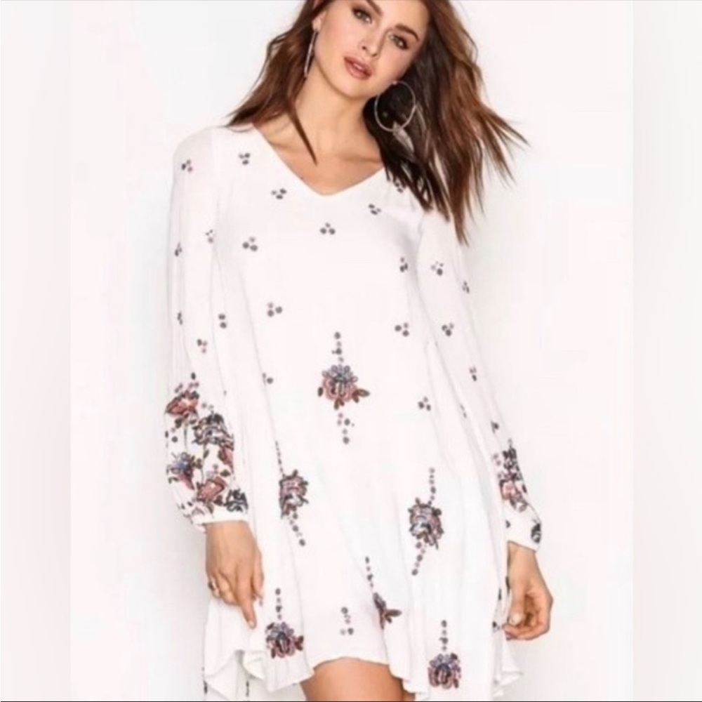 Free People Oxford bohemian embroidered mini dress in size M